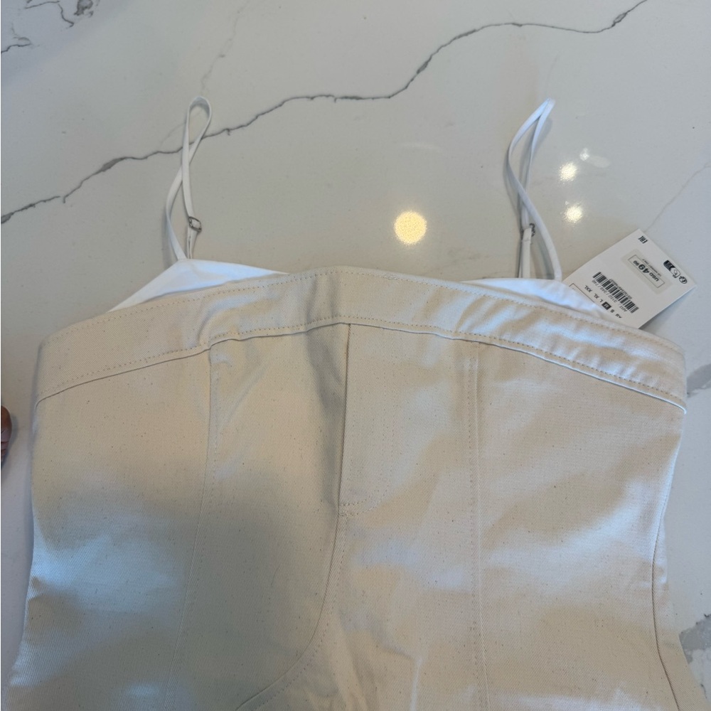 ZARA NWT Strapless White Mini Dress with Adjustable Straps - Picture 2 of 9